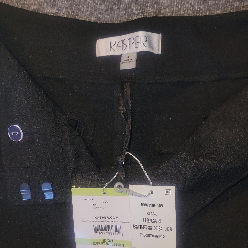 NWT Kasper Women's Classic Black Straight Leg Pants - Picture 3 of 3